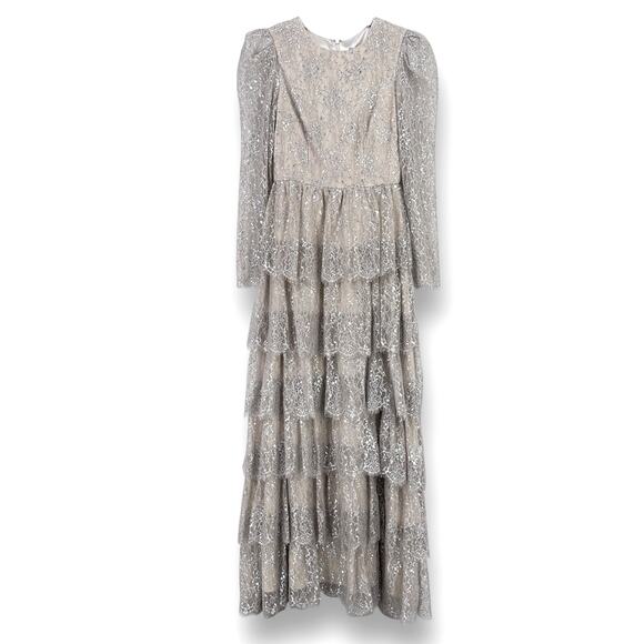 Antonio Melani Born on Fifth Clara Metallic Tiered Maxi Dress Size 2 Primrose - Picture 1 of 9